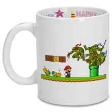 Caneca Donatello “Donatello, Michelangelo, Leonardo, Raphael e Super Mario” – Super Mario de parodia