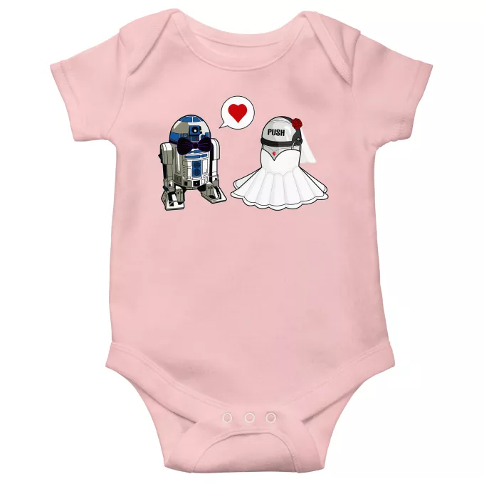 Traje de bebé de manga corta (chicas) Parodia Star Wars R2-D2