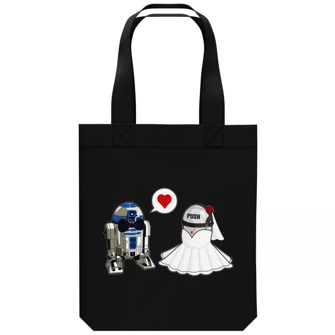 Bolsa (Tote Bag) de algodón orgánico Parodia Star Wars R2-D2
