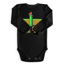 Body bébé manches longues Mario « Un mauvais tuyau... » – Parodie Super Mario