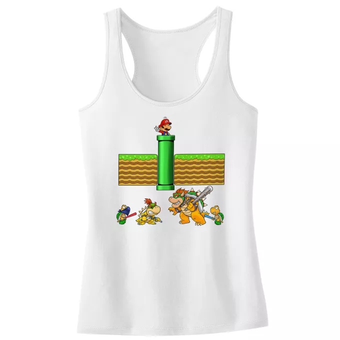 Débardeur Enfant Fille Parodie Super Mario Un mauvais tuyau... - Bowser, Bowser Jr, Koopa Troopa
