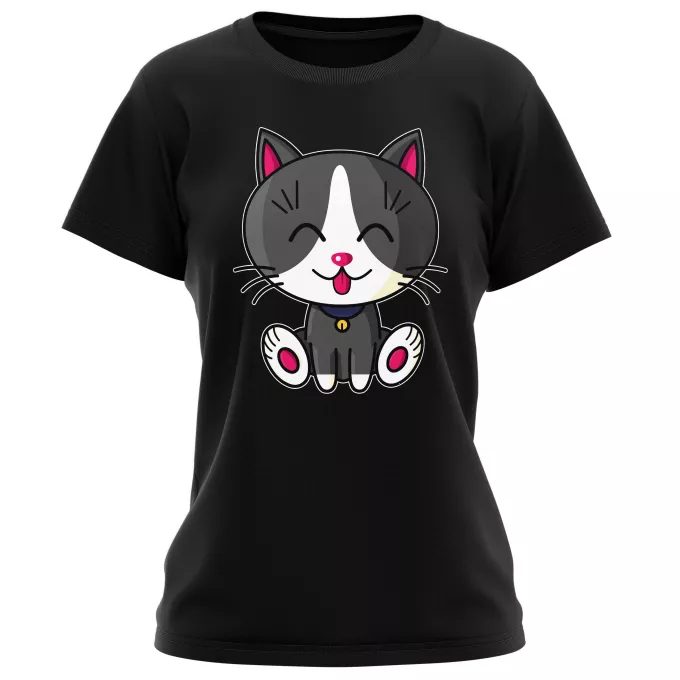 T-shirts Femmes Parodie Kawaii Baby Cats Kawaii Baby Cat (blanc et gris)