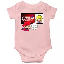Body bébé (Filles) Mario « Alerte enlèvement... » – Parodie Super Mario