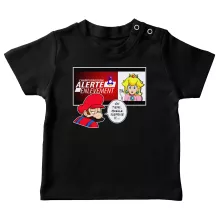 T-shirt bébé Mario « Alerte enlèvement... » – Parodie Super Mario
