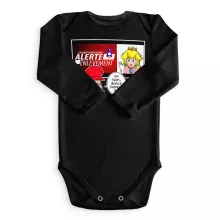 Body bébé manches longues Mario « Alerte enlèvement... » – Parodie Super Mario