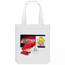 totebag Mario « Alerte enlèvement... » – Parodie Super Mario