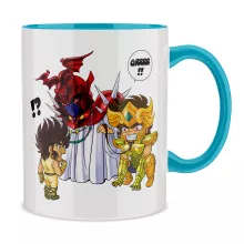 Pegasus Seiya Mug “Pegasus Seiya, Leo Aiolia and The Pope” – Knights of the Zodiac - Saint Seiya parody