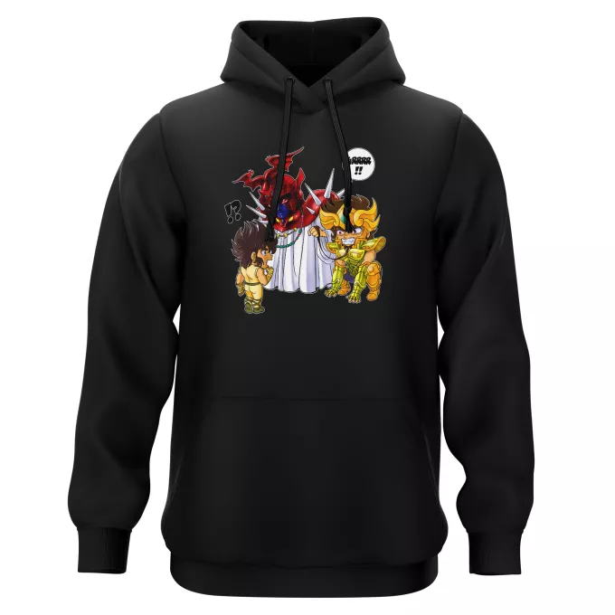 Tröjor med huva Parodi Knights of the Zodiac Seiya av Pegasus, Aiolia av Leo och Påven