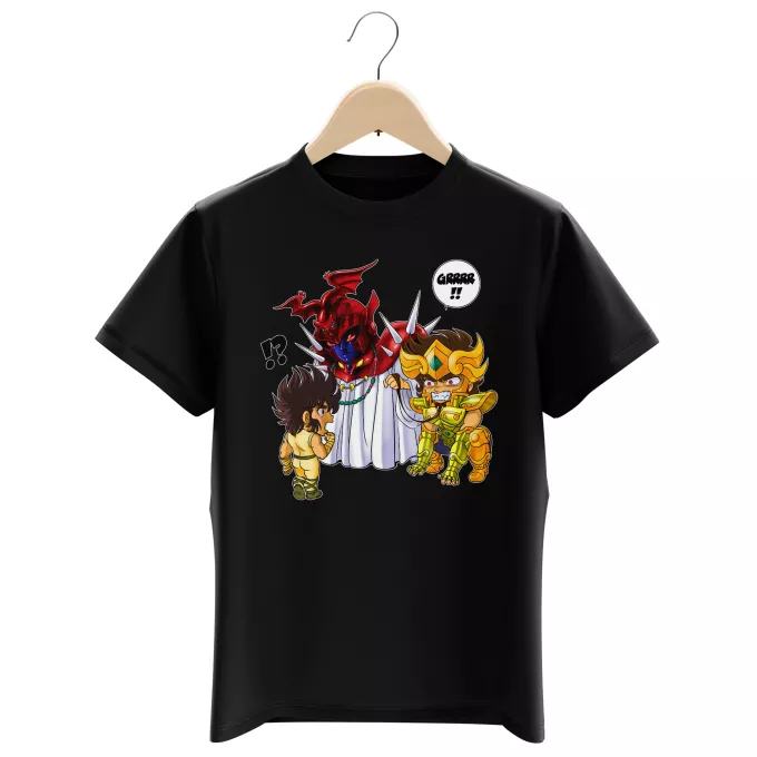 Boys Kids T-shirts Parody of Knights of the Zodiac - Saint Seiya Pegasus Seiya, Leo Aiolia and The Pope
