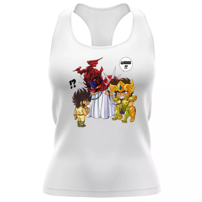 Vrouwen Tank Tops Parodie Saint Seiya Pegasus Seiya, Aiolia Leo en Grote Paus