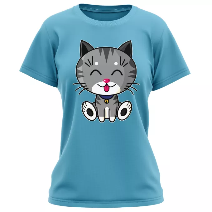 T-shirts Femmes Parodie Kawaii Baby Cats Kawaii Baby Cat (gris tigré)
