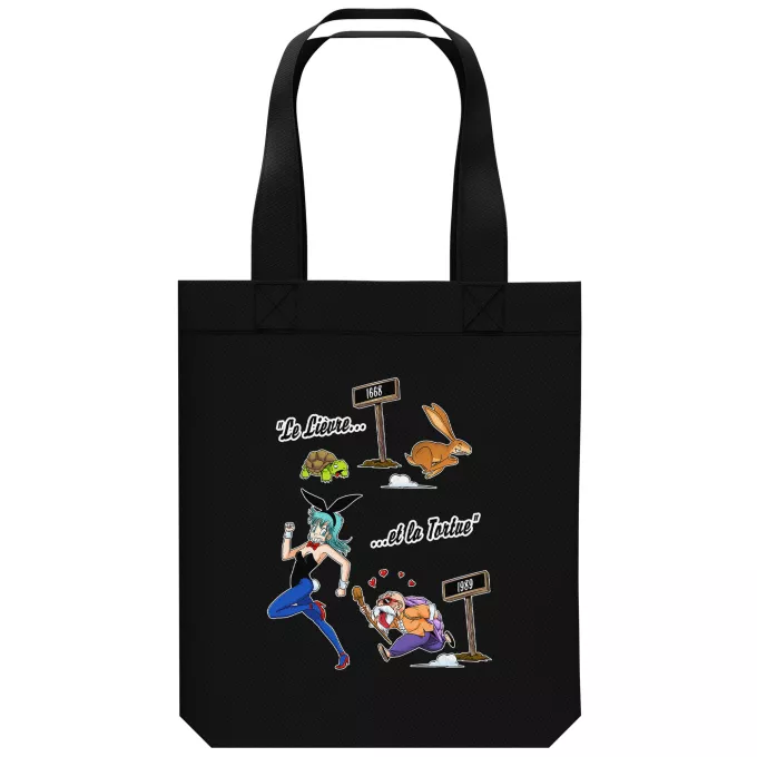 Sac Tote Bag en coton Bio Parodie Dragon Ball De La Fontaine à Toriyama.... - Tortue Géniale, Bulma