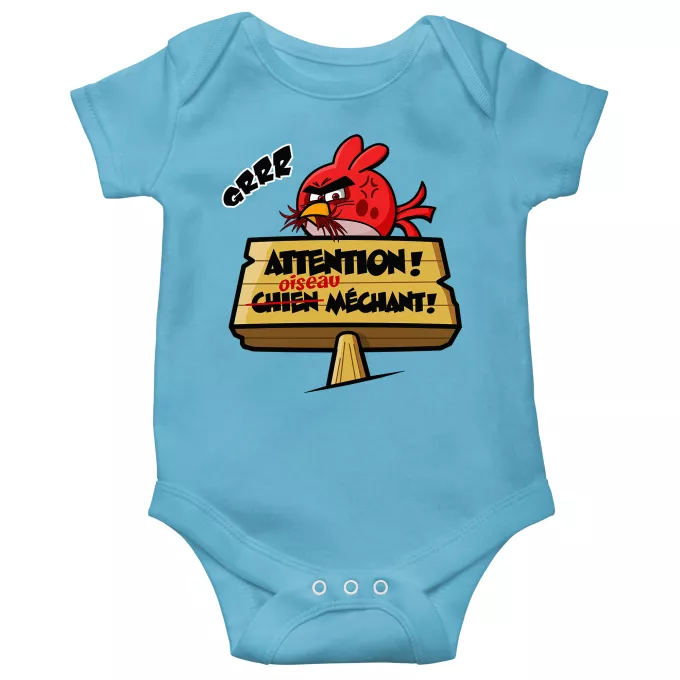 Body bébé manches courtes (garçons) Parodie Angry Birds Oiseau méchant :)