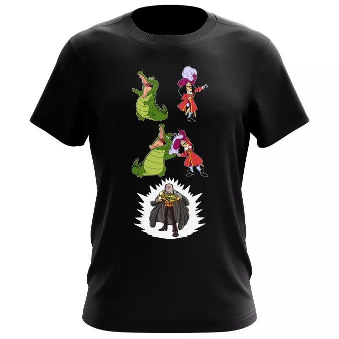T-shirts de homem Paródia One Piece Capitão Gancho e Crocodile
