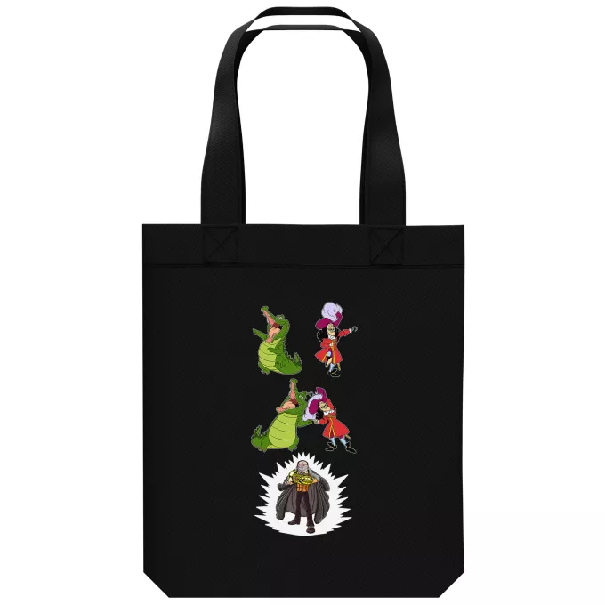 Saco (Tote Bag) de algodão orgânico Paródia One Piece Capitão Gancho e Crocodile