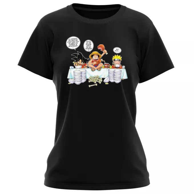 T-shirts Femmes Parodie Naruto La recette d'un bon manga :) - Sangoku, Luffy