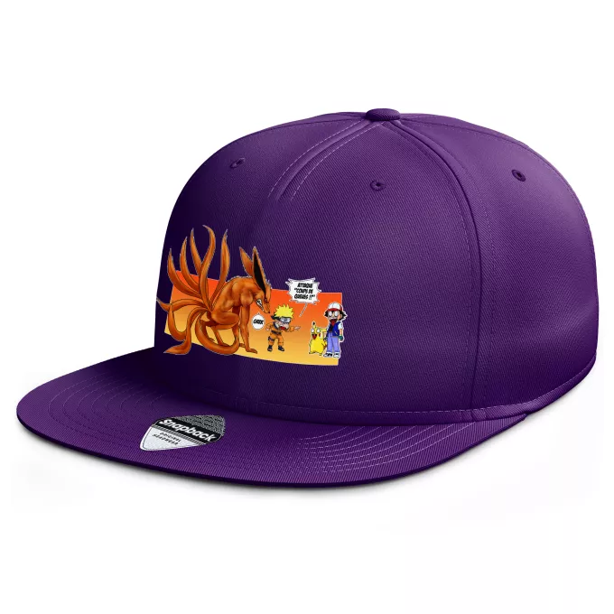 Casquette Rap Snapback Parodie Pokémon Un nouveau dresseur... - Naruto, Kyubi X Sasha, Pikachu