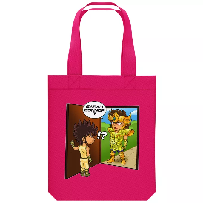 Borsa Tote Bag in cotone organico Paoridia I Cavalieri dello zodiaco - Saint Seiya Seiya di Pegasus, Ioria di Leo e Terminator