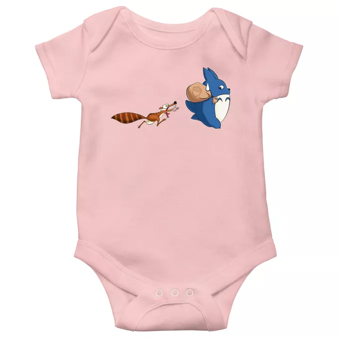 Body baby korta ärmar (flicka) Parodi Ice Age Totoro och Scrat