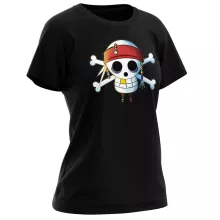 T-shirt Femme Luffy « Le Drapeau Pirate du Capitaine Jack à la Sauce Manga » – Parodie One Piece