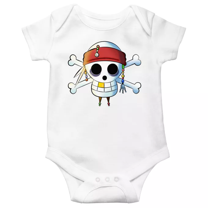 Body bébé manches courtes Parodie One Piece Le Drapeau Pirate du Capitaine Jack à la Sauce Manga :) - Luffy, Jack Sparrow