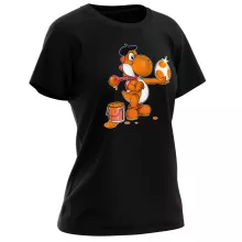 T-shirt Femme Yoshi Orange « Peinture fraîche... (Version orange) » – Parodie Yoshi