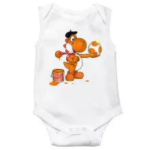 Schwarzer Yoshi ärmelloser Baby Strampler – Parodie auf Yoshi