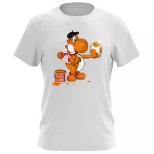 T-shirt Yoshi Orange « Peinture fraîche... (Version orange) » – Parodie Yoshi