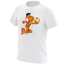 T-shirt Yoshi Orange « Peinture fraîche... (Version orange) » – Parodie Yoshi