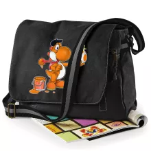 Schwarzer Yoshi Schultertasche – Parodie auf Yoshi