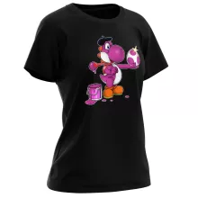 T-shirt Femme Yoshi Violet « Peinture fraîche... (Version violet) » – Parodie Yoshi