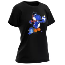 T-shirt Femme « Peinture fraîche... (Version bleue foncée) » – Parodie Yoshi