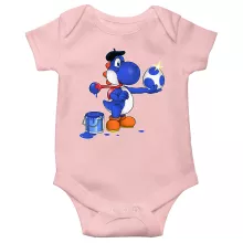 Body bébé (Filles) « Peinture fraîche... (Version bleue foncée) » – Parodie Yoshi