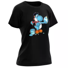 T-shirt Femme « Peinture fraîche... (Version bleue claire) » – Parodie Yoshi
