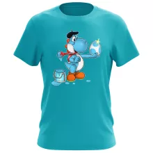 T-shirt « Peinture fraîche... (Version bleue claire) » – Parodie Yoshi