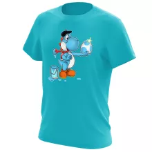 T-shirt « Peinture fraîche... (Version bleue claire) » – Parodie Yoshi