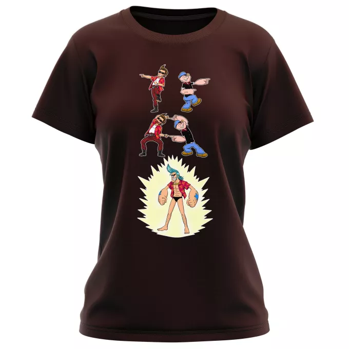 T-shirts Femmes Parodie One Piece FUSION YAHAAAAA !!! (Super Splendide :) - Franky, Ace Ventura, Popeye