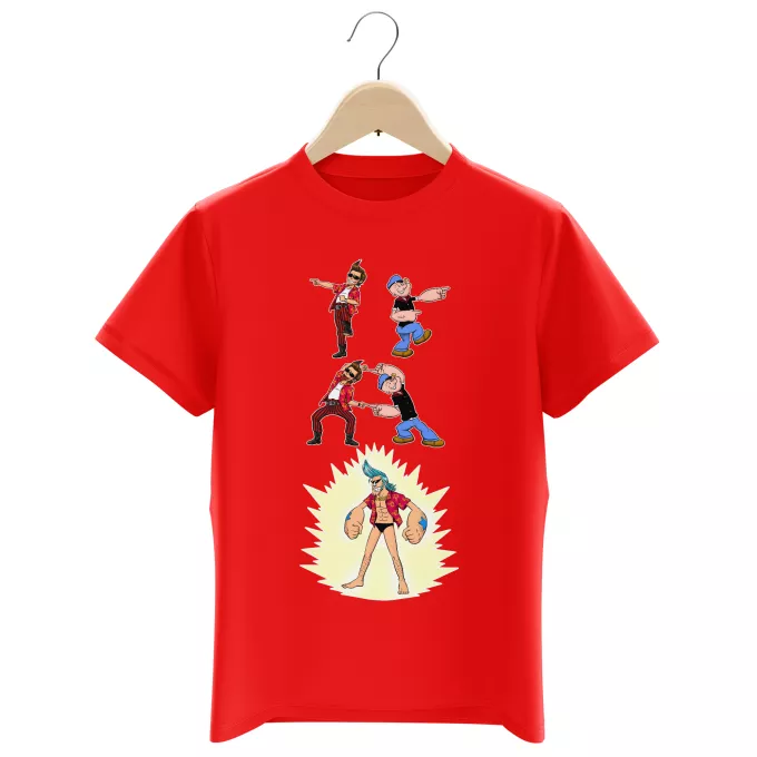 Boys Kids T-shirts Parody of One Piece Franky, Ace Ventura and Popeye