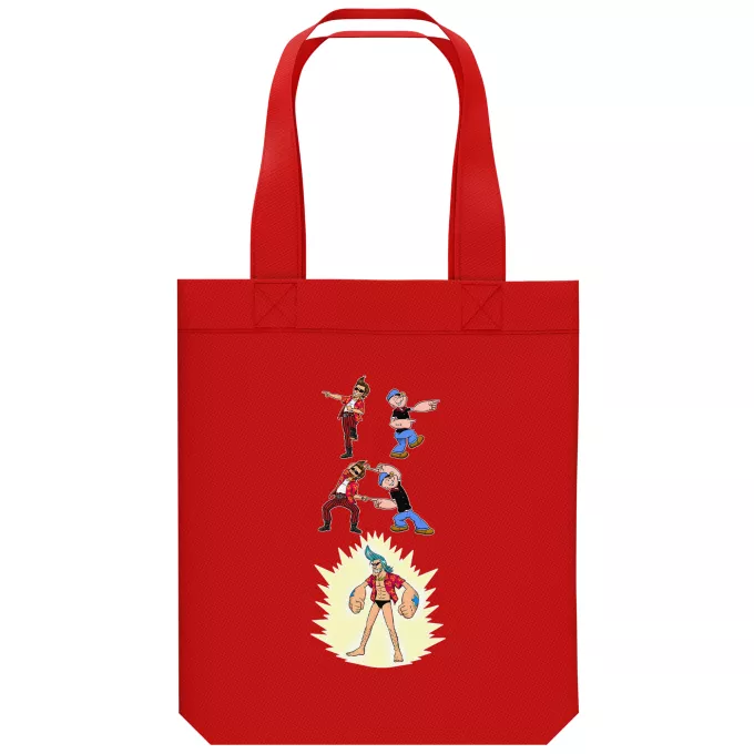 Borsa Tote Bag in cotone organico Paoridia One Piece Franky, Ace Ventura e Braccio di Ferro