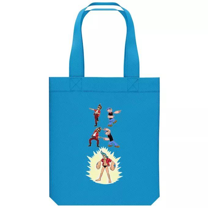 Organic Cotton Tote Bag Parody of One Piece Franky, Ace Ventura and Popeye