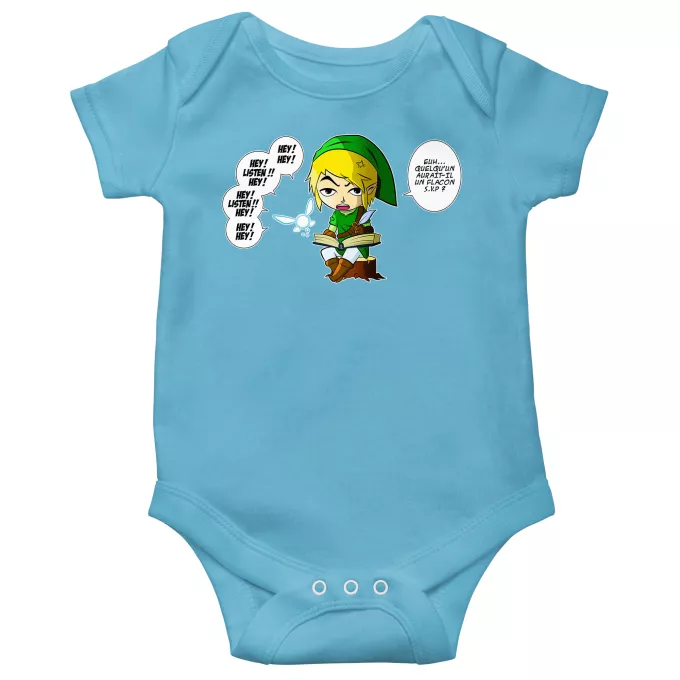 Body bébé manches courtes (garçons) Parodie Zelda Une fée pratique mais agaçante... - Link, la Fée Navi