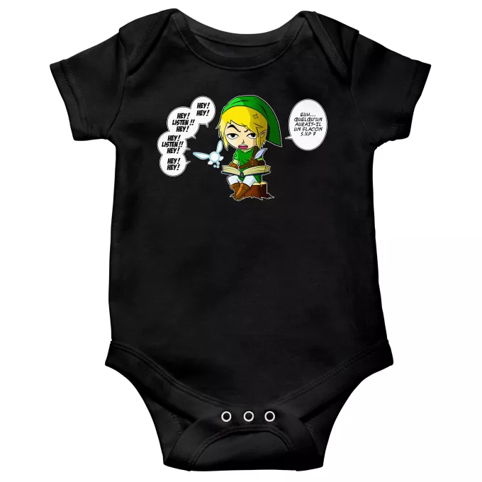 Body bébé manches courtes Parodie Zelda Une fée pratique mais agaçante... - Link, la Fée Navi