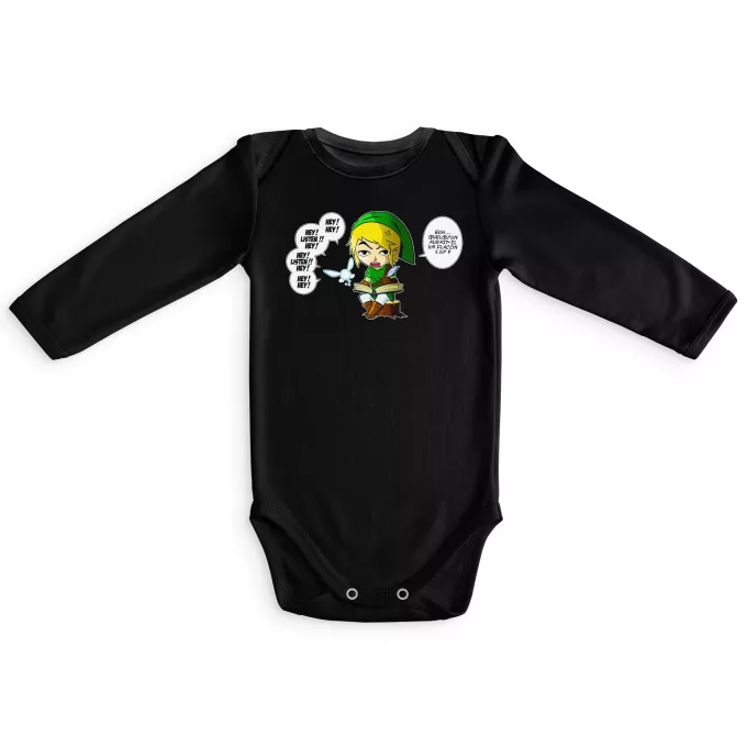 Body bébé manches longues Parodie Zelda Une fée pratique mais agaçante... - Link, la Fée Navi