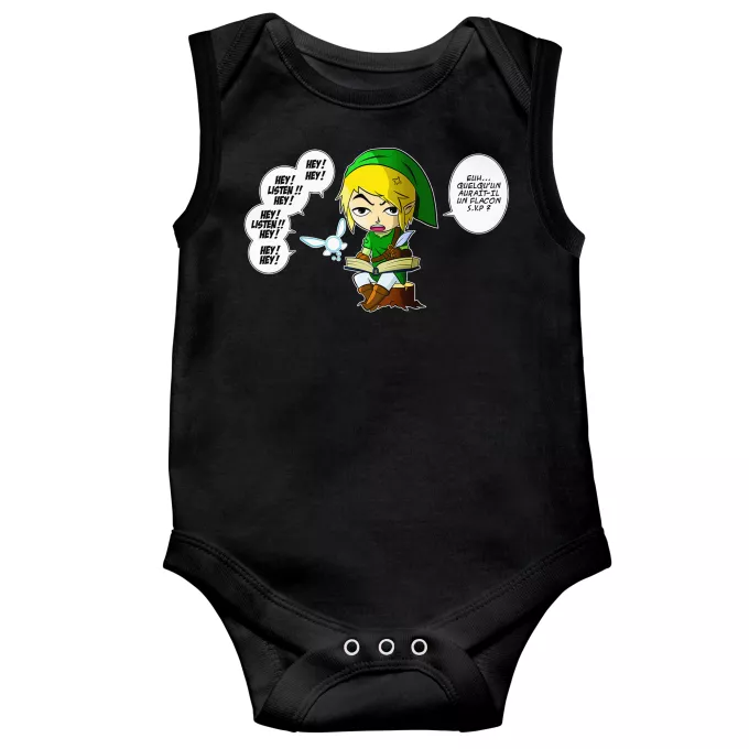 Body bébé sans manches Parodie Zelda Une fée pratique mais agaçante... - Link, la Fée Navi