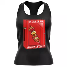 Débardeur Femme Geek « En cas de feu, brisez la glace... !! » – Parodie Funny