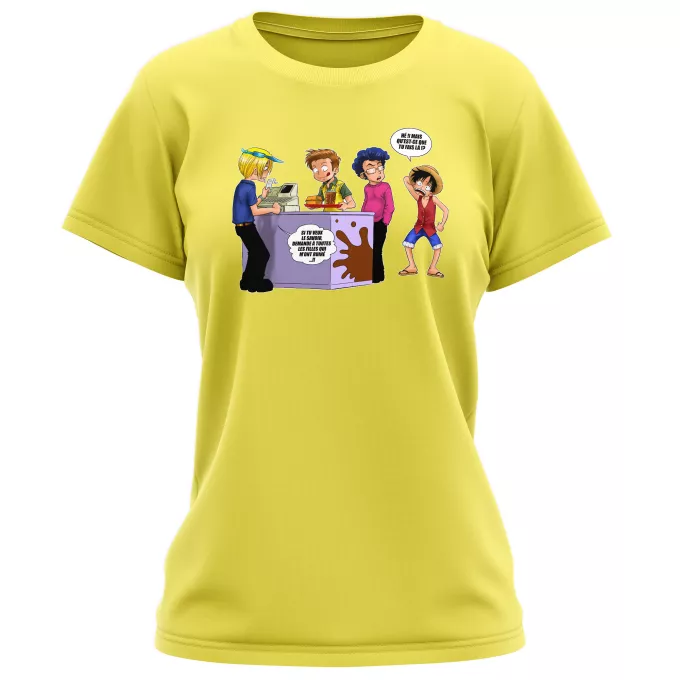 T-shirts Femmes Parodie One Piece ça se passe comme ça chez les dragueurs... :) - Sanji, Luffy