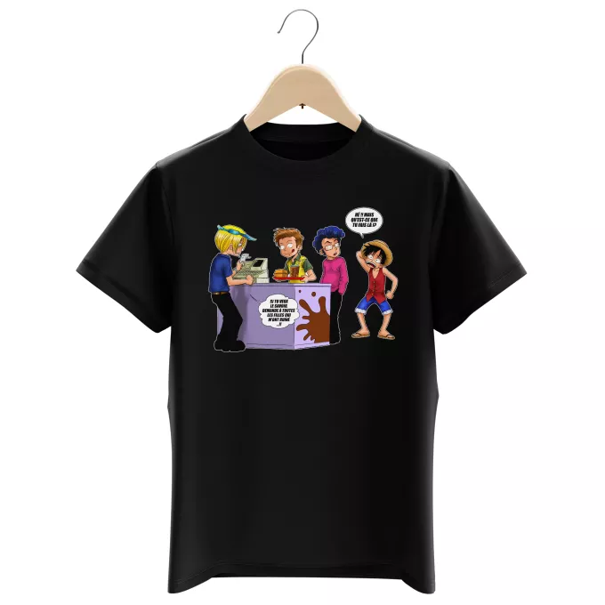 T-shirts Enfants Garçons Parodie One Piece ça se passe comme ça chez les dragueurs... :) - Sanji, Luffy