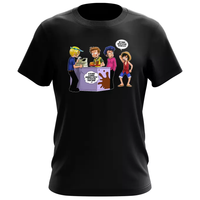 T-shirts Hommes Parodie One Piece ça se passe comme ça chez les dragueurs... :) - Sanji, Luffy