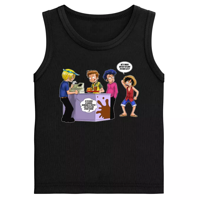 Débardeurs Enfants Garçons Parodie One Piece ça se passe comme ça chez les dragueurs... :) - Sanji, Luffy