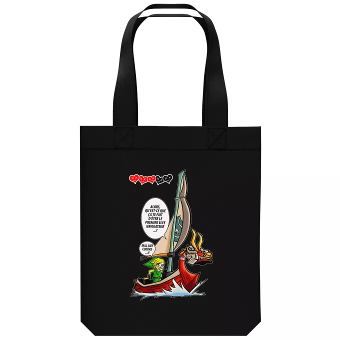 Sac Tote Bag en coton Bio Parodie Zelda Un elfe à la mer.... :) - Link - The Wind waker